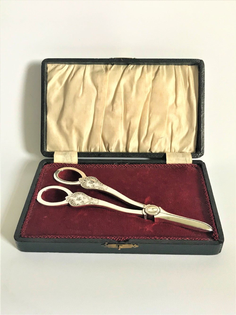 A boxed pair of Mappin & Webb silver grape shears View II
