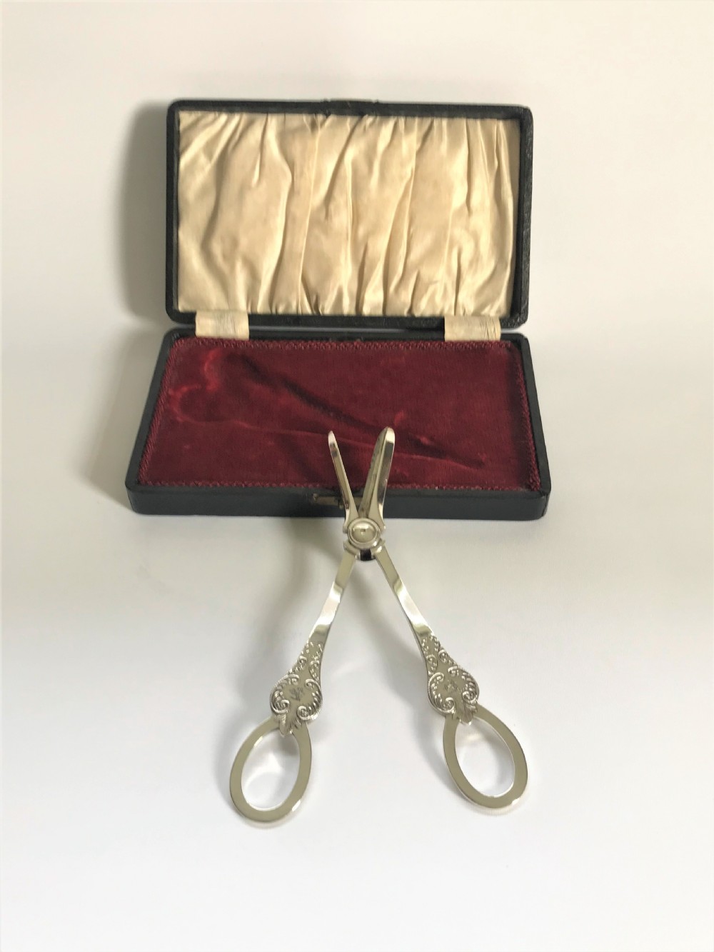 A boxed pair of Mappin & Webb silver grape shears View V