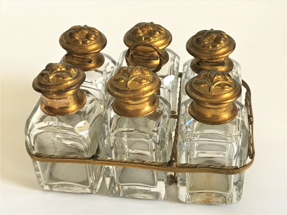 A gorgeous French ormolu and cut glass cologne/toilet water stand View II
