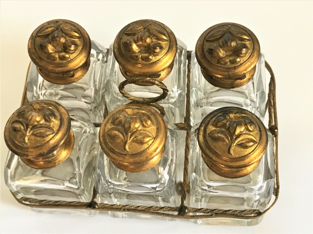 A gorgeous French ormolu and cut glass cologne/toilet water stand View III