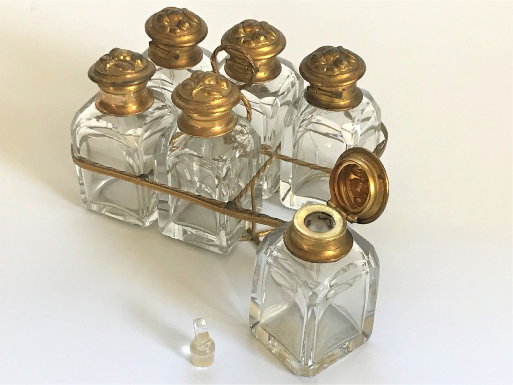 A gorgeous French ormolu and cut glass cologne/toilet water stand View IV