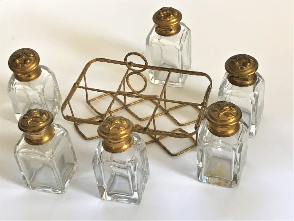 A gorgeous French ormolu and cut glass cologne/toilet water stand View V