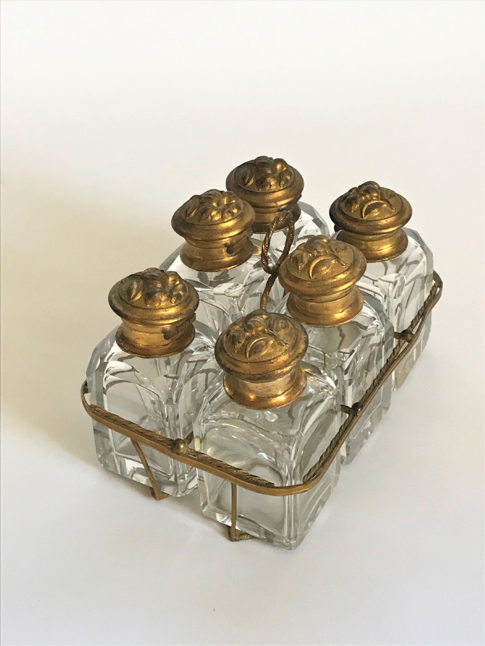 A gorgeous French ormolu and cut glass cologne/toilet water stand View VII