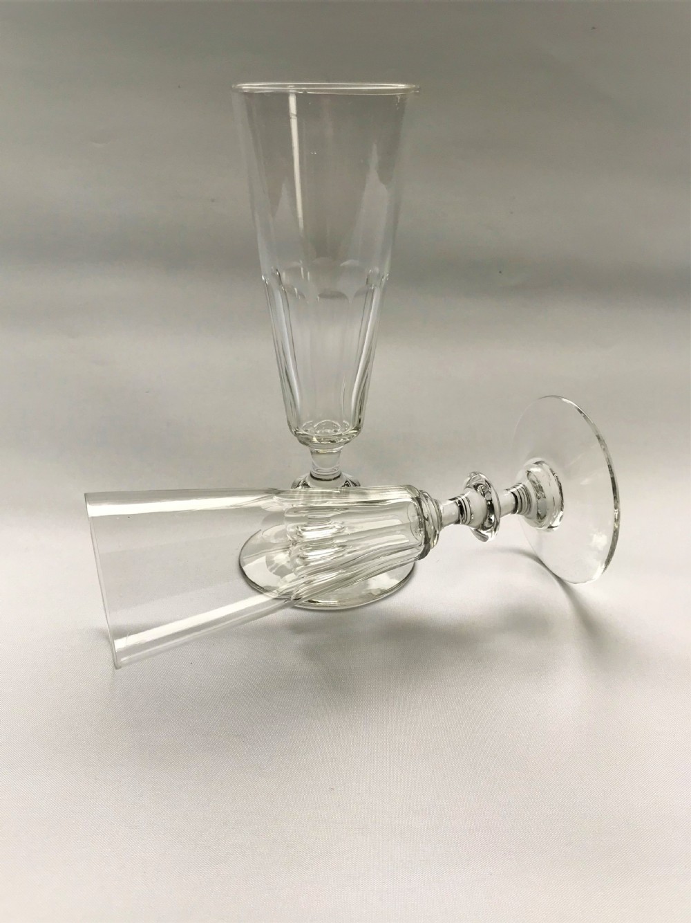 An elegant pair of cut glass champagne flutes View III