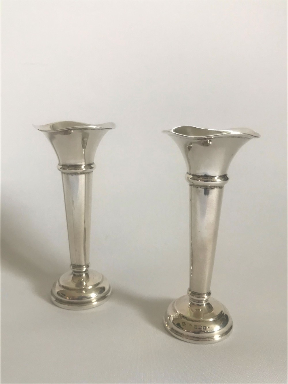 A charming pair of small silver bud vases View III