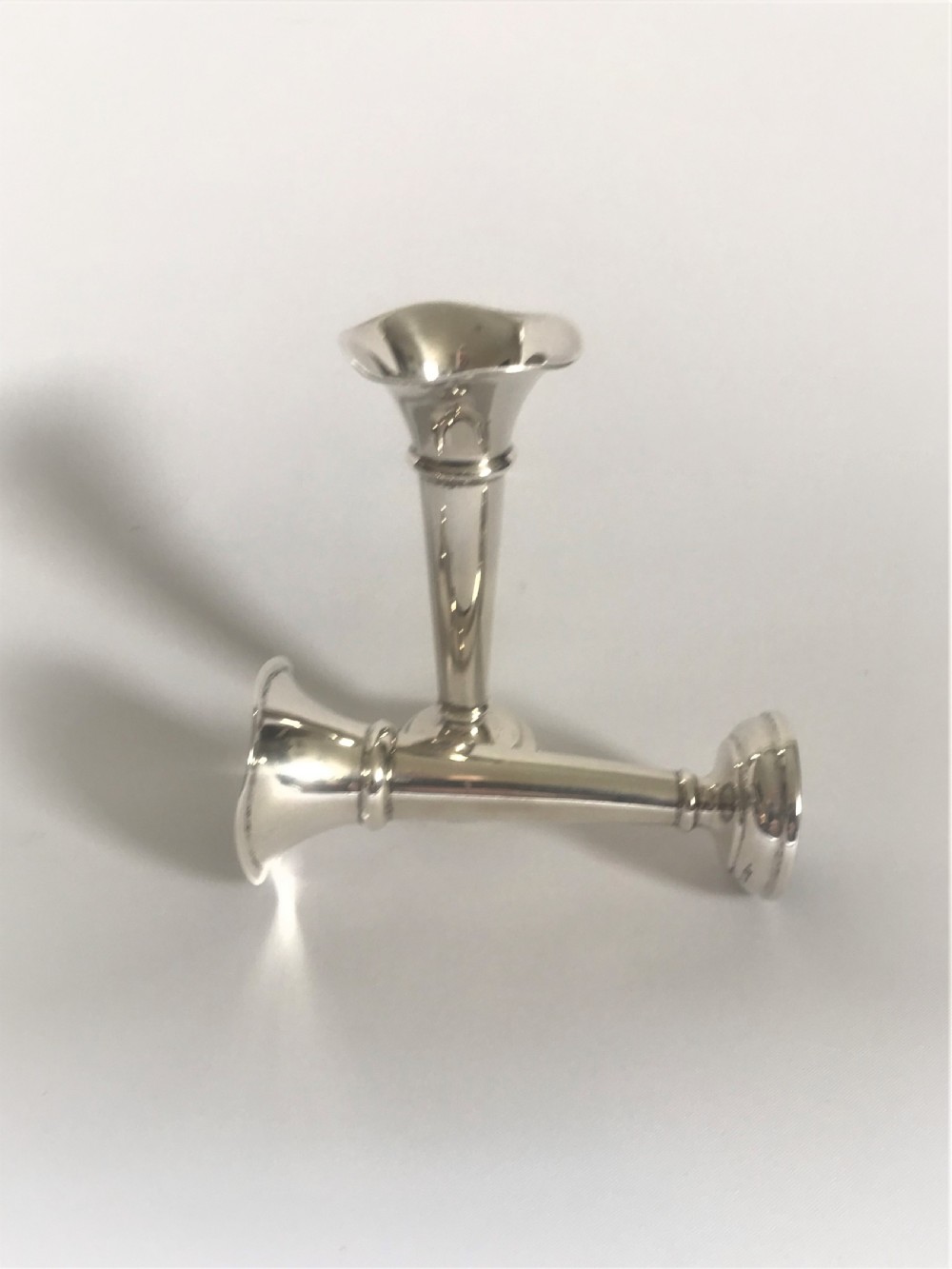 A charming pair of small silver bud vases View V