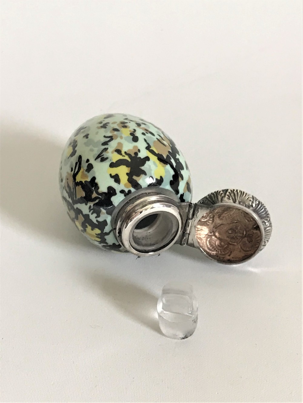 A Gorgeous Victorian Silver Mounted 'Egg' Scent Bottle View V