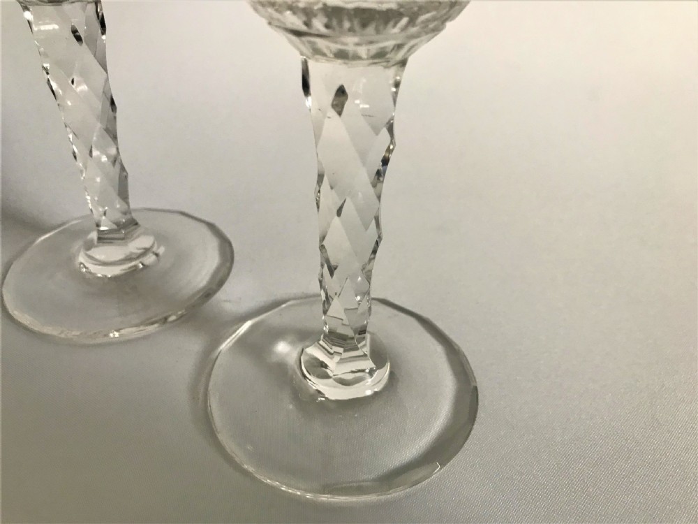 A superb pair of cut and etched cordial glasses View III