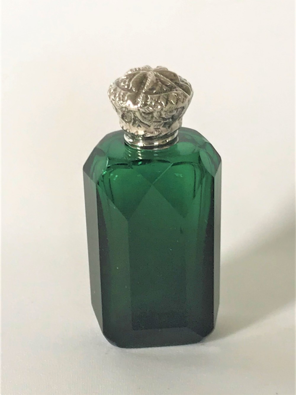 A gorgeous Bristol Green silver mounted scent bottle 