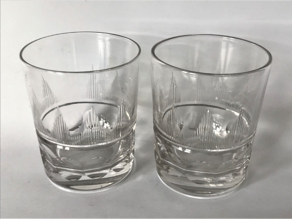 A fabulous pair of mid Victorian cut glass Whisky tumblers
