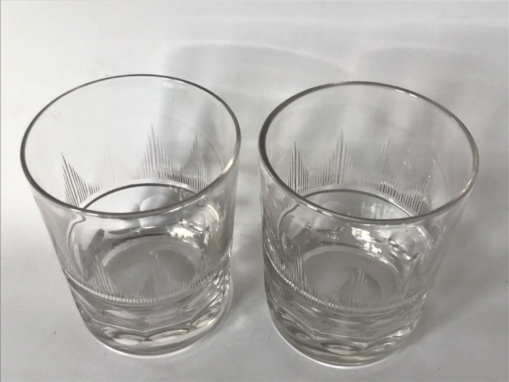A fabulous pair of mid Victorian cut glass Whisky tumblers View II