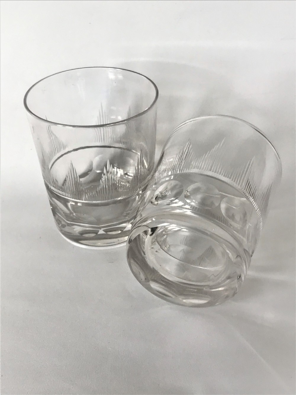 A fabulous pair of mid Victorian cut glass Whisky tumblers View III