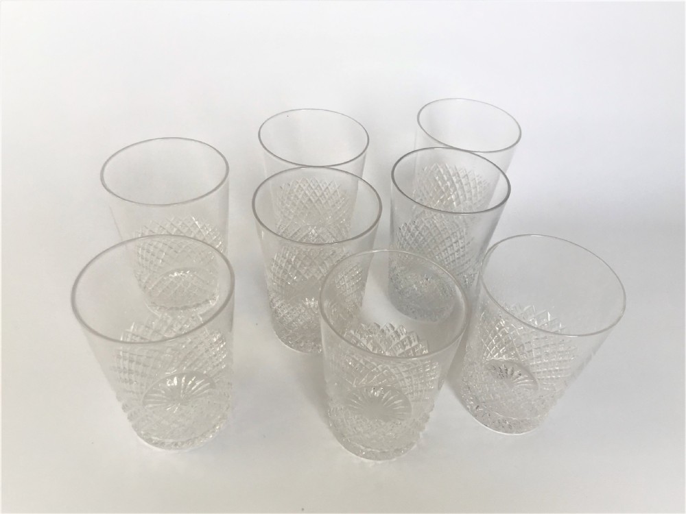 A gorgeous set of 8 cut glass Stuart water glasses View IV