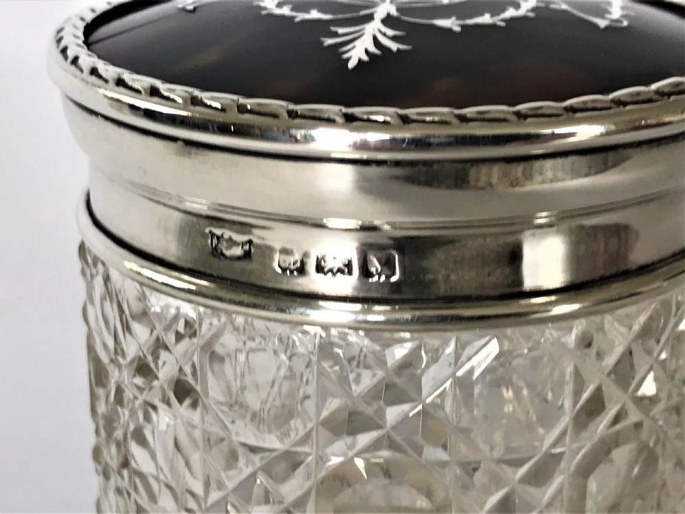 A gorgeous silver & tortoiseshell mounted vanity jar View VI
