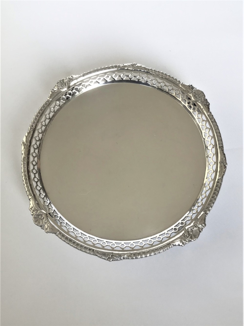 A superb small silver salver or card tray