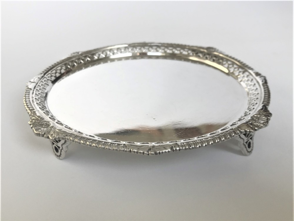A superb small silver salver or card tray View IV