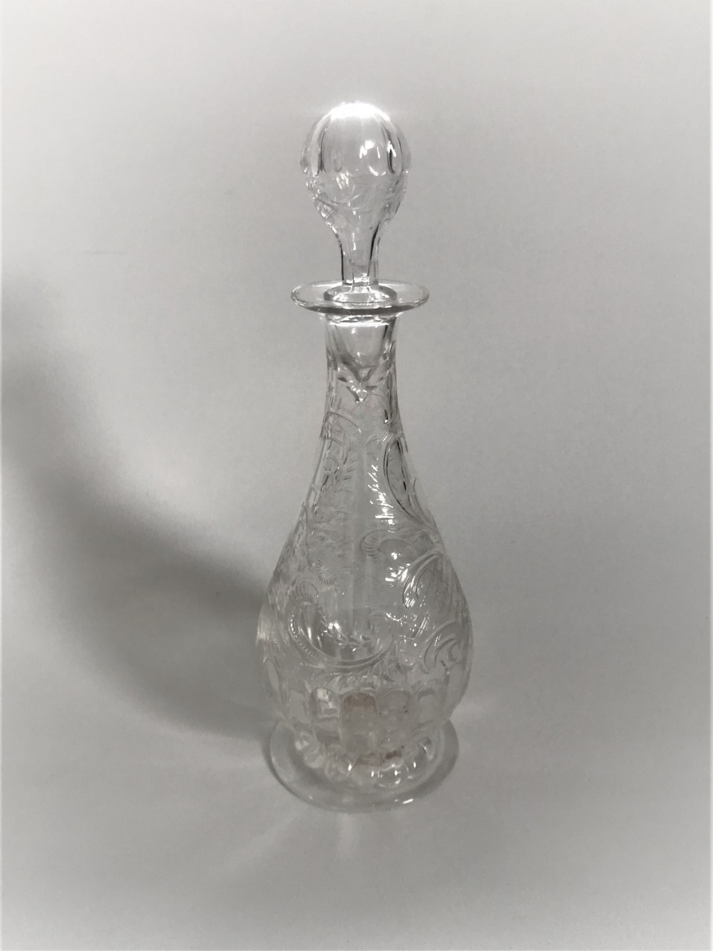 A Stevens & Williams intaglio cut liqueur decanter