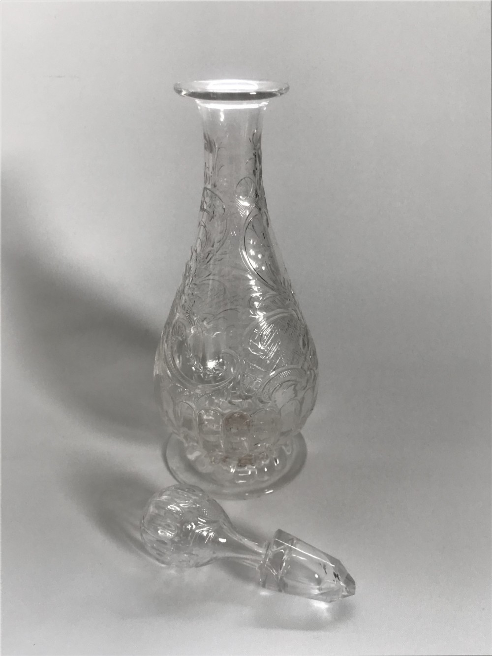 A Stevens & Williams intaglio cut liqueur decanter View IV