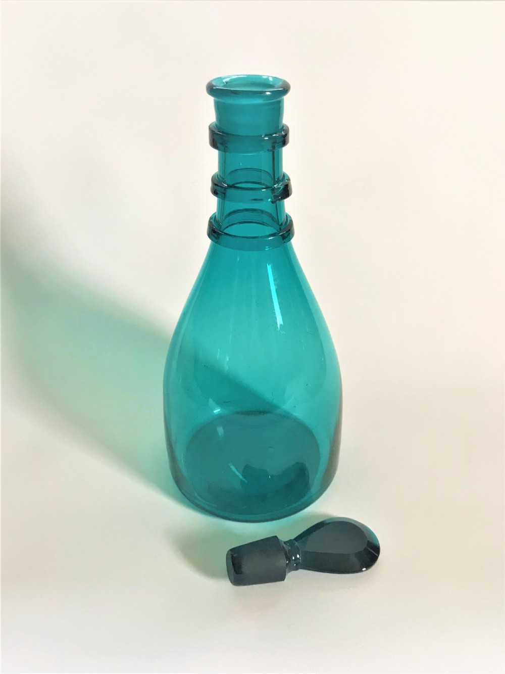 A rare Georgian decanter in unusual teal colour View V
