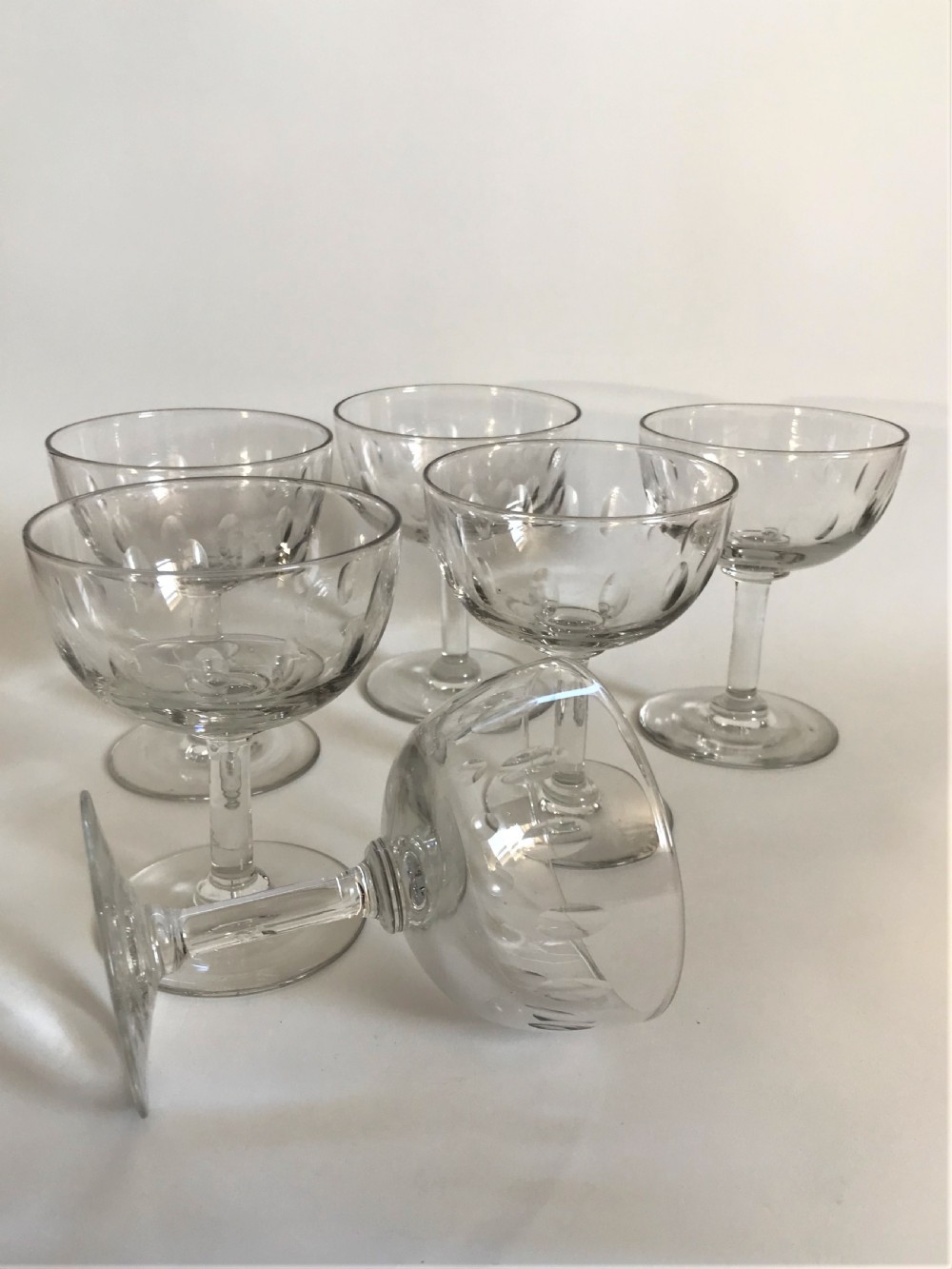 A charming set of 6 small cut champagne glasses View V