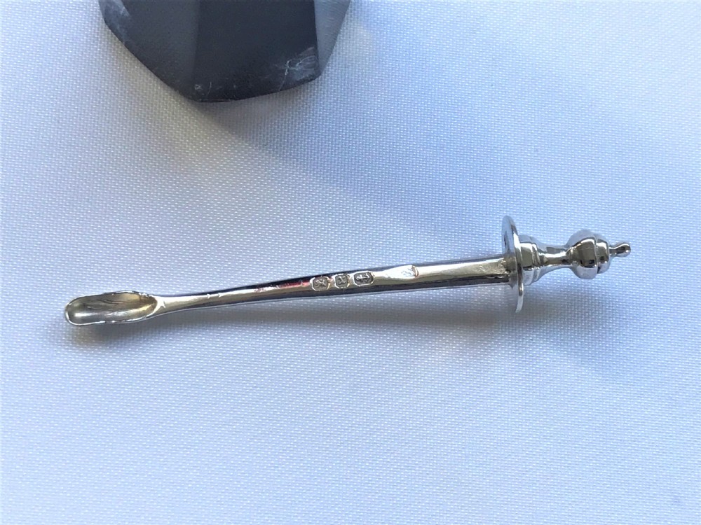 A rare Victorian silver & cranberry glass Cayenne bottle & spoon View IV