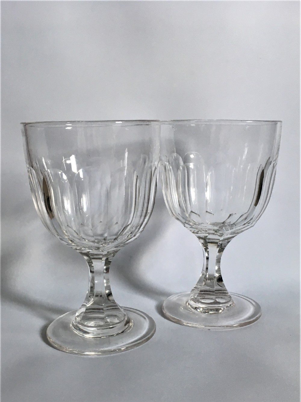 A large pair of Victorian cut glass rummers