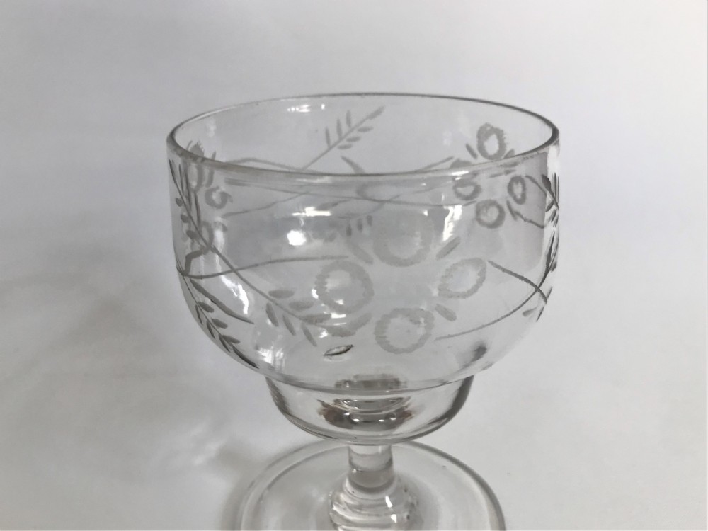 A late 18th Century etched wine glass View III