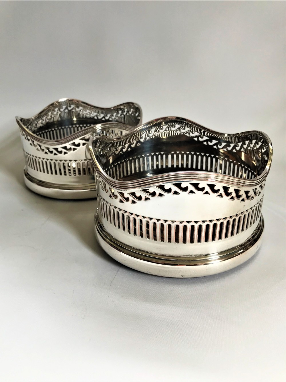 A handsome pair of early Victorian silver plated coasters View III