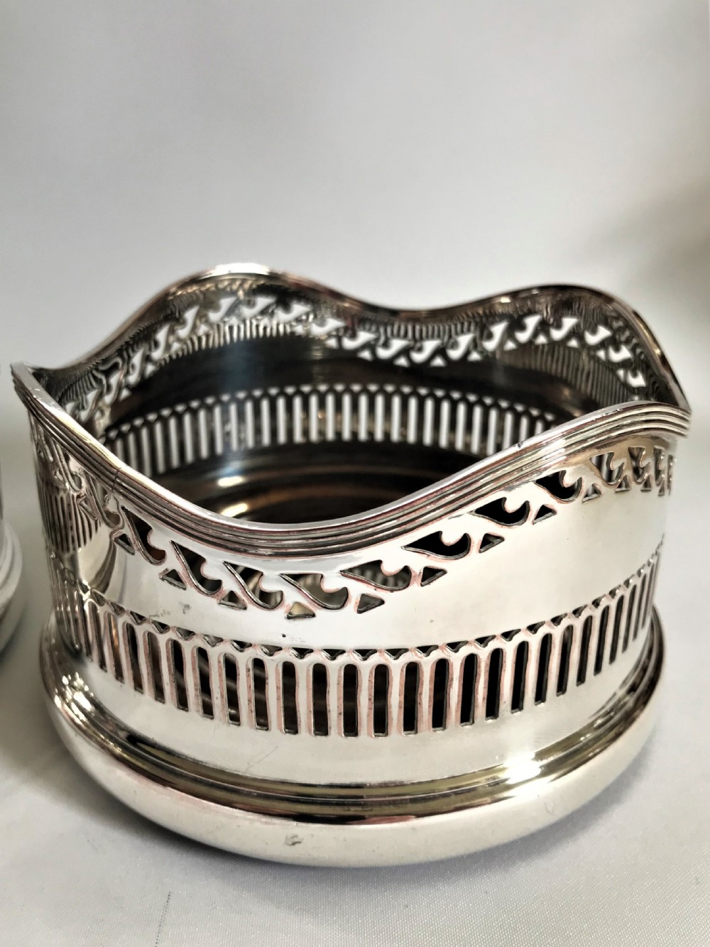 A handsome pair of early Victorian silver plated coasters View VI