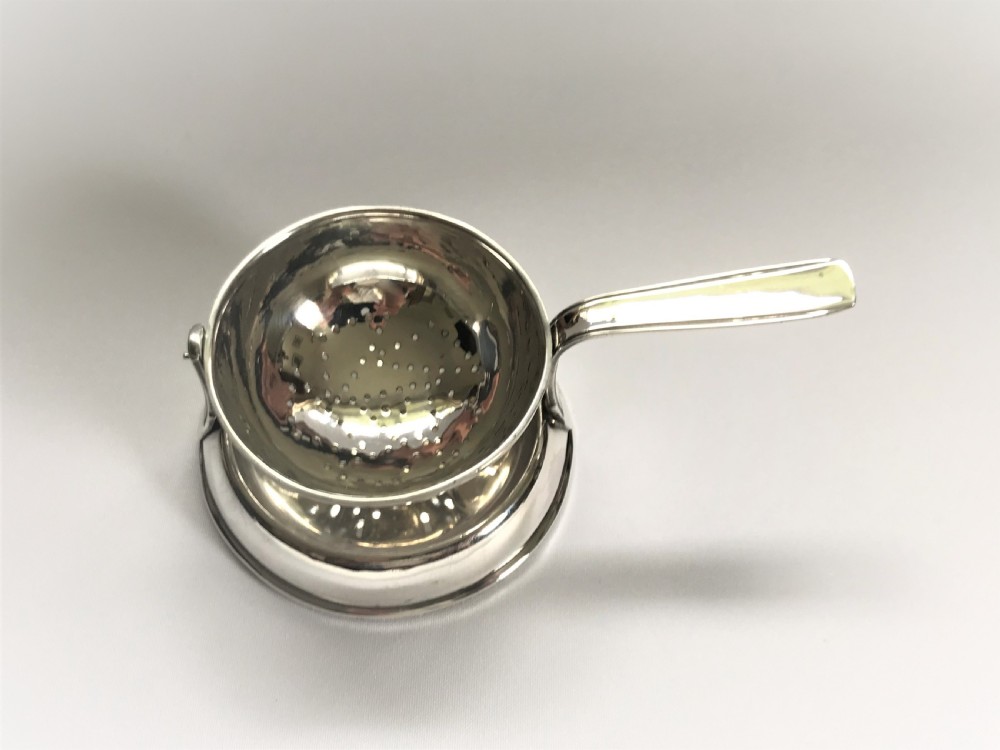 A Desirable French Silver Tea Strainer & Drip Tray View IV