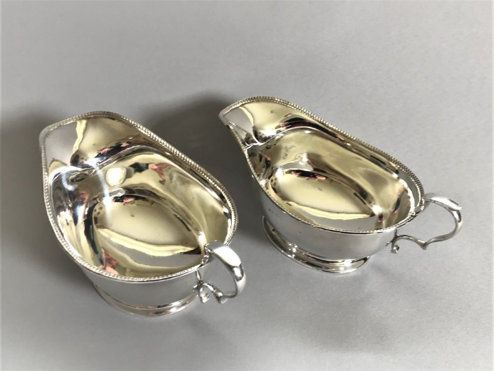 A stylish pair of Art Deco silver gravy boats View III