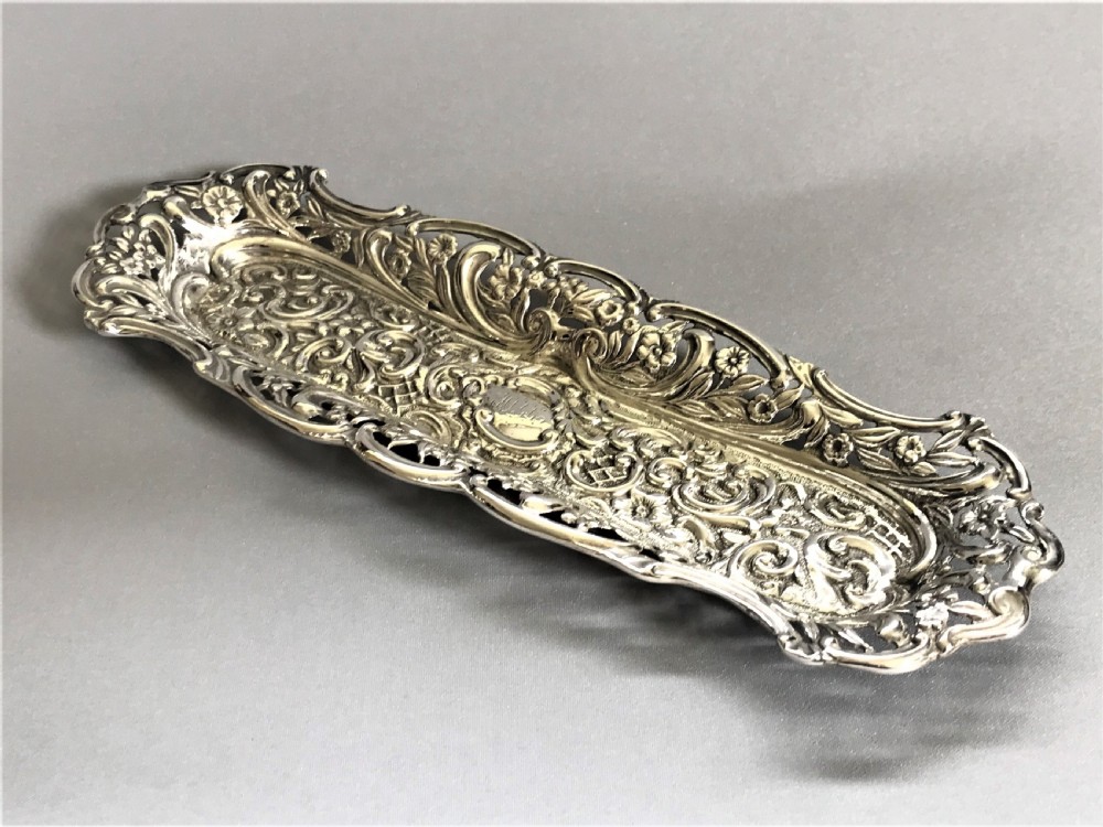 A gorgeous late Victorian silver pen tray