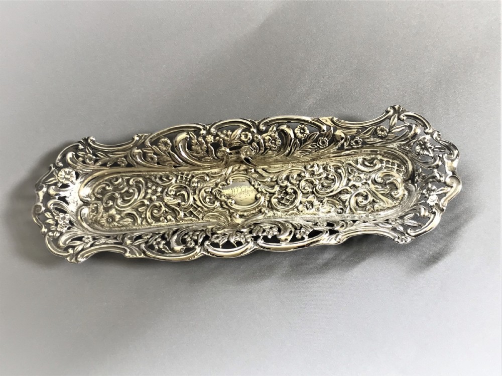 A gorgeous late Victorian silver pen tray View II