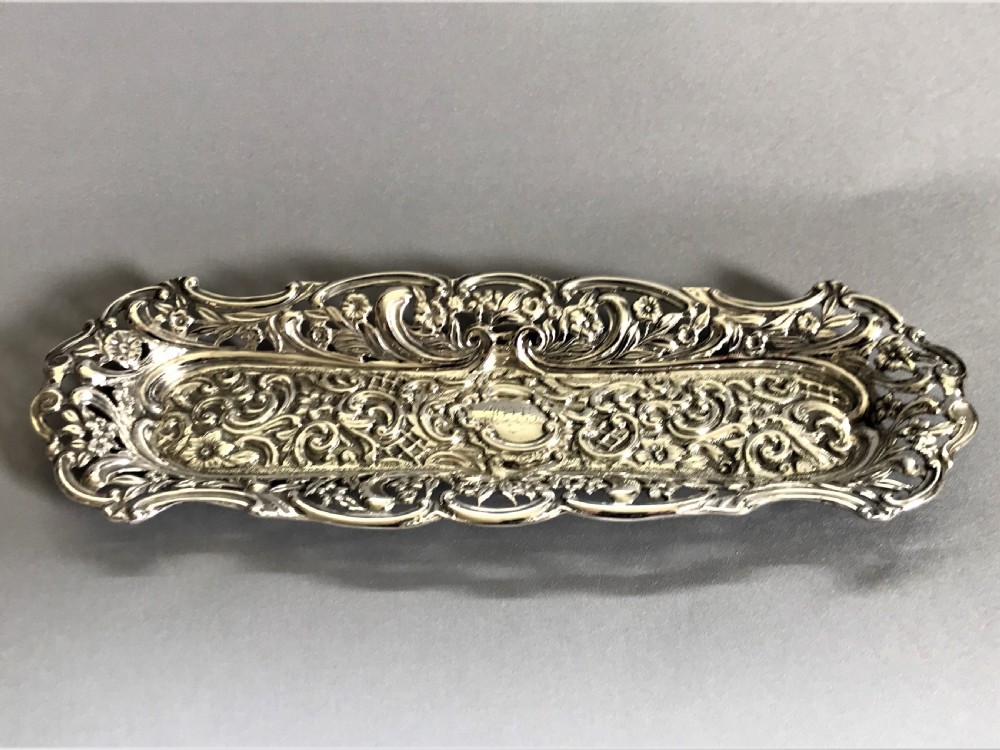 A gorgeous late Victorian silver pen tray View III