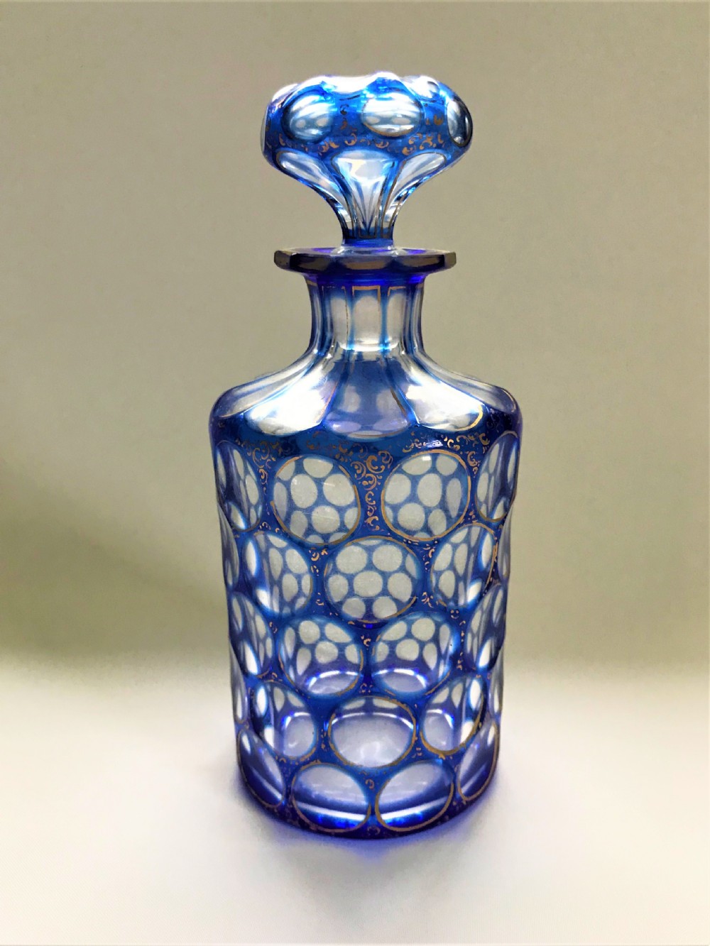 A lovely Victorian blue flashed cologne bottle