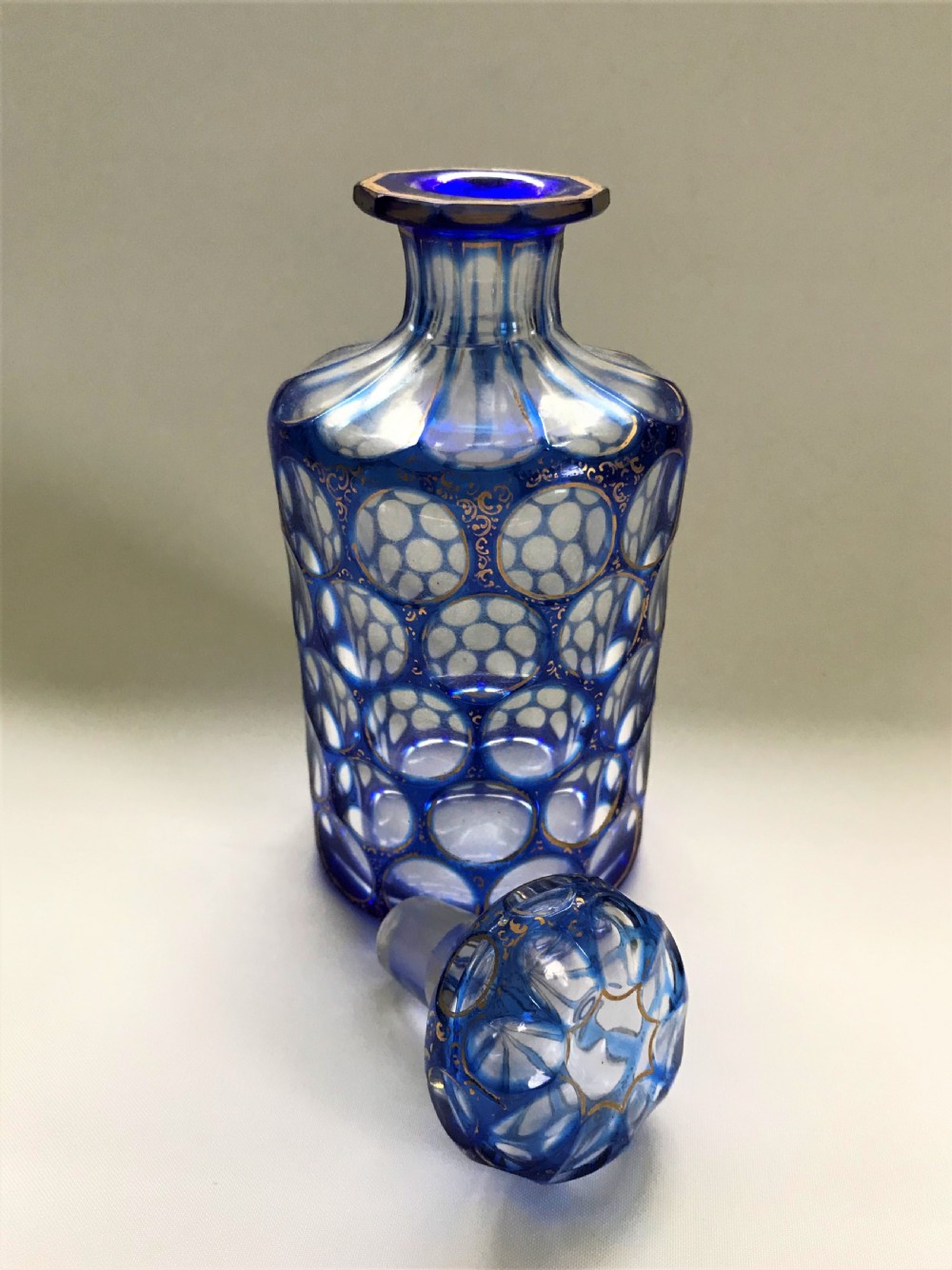 A lovely Victorian blue flashed cologne bottle View III