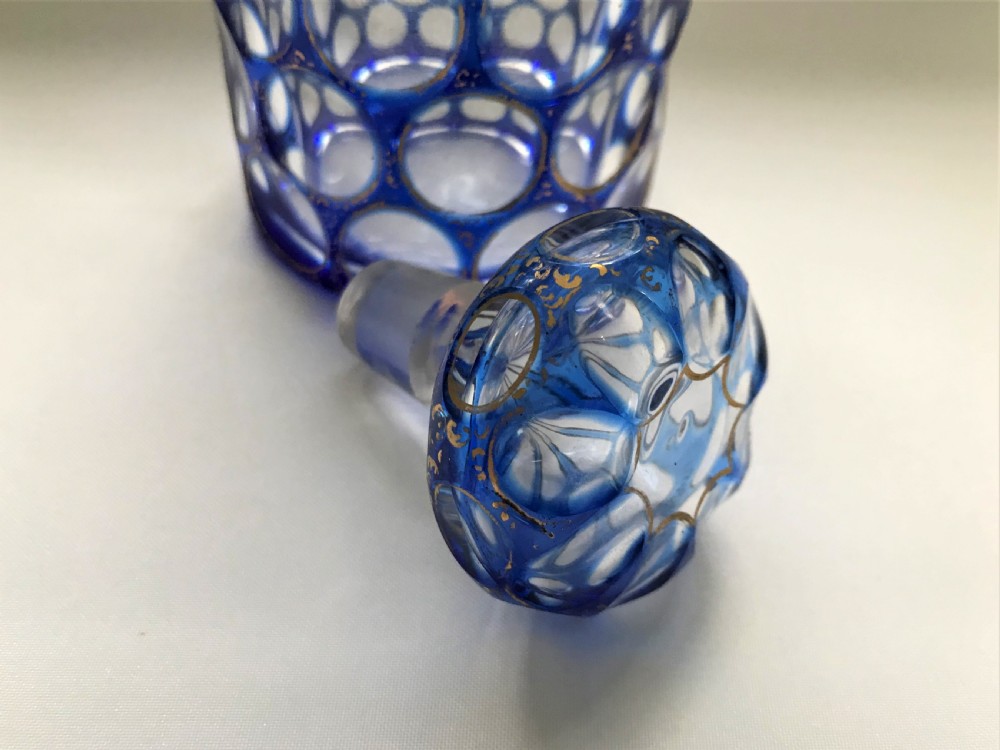 A lovely Victorian blue flashed cologne bottle View IV