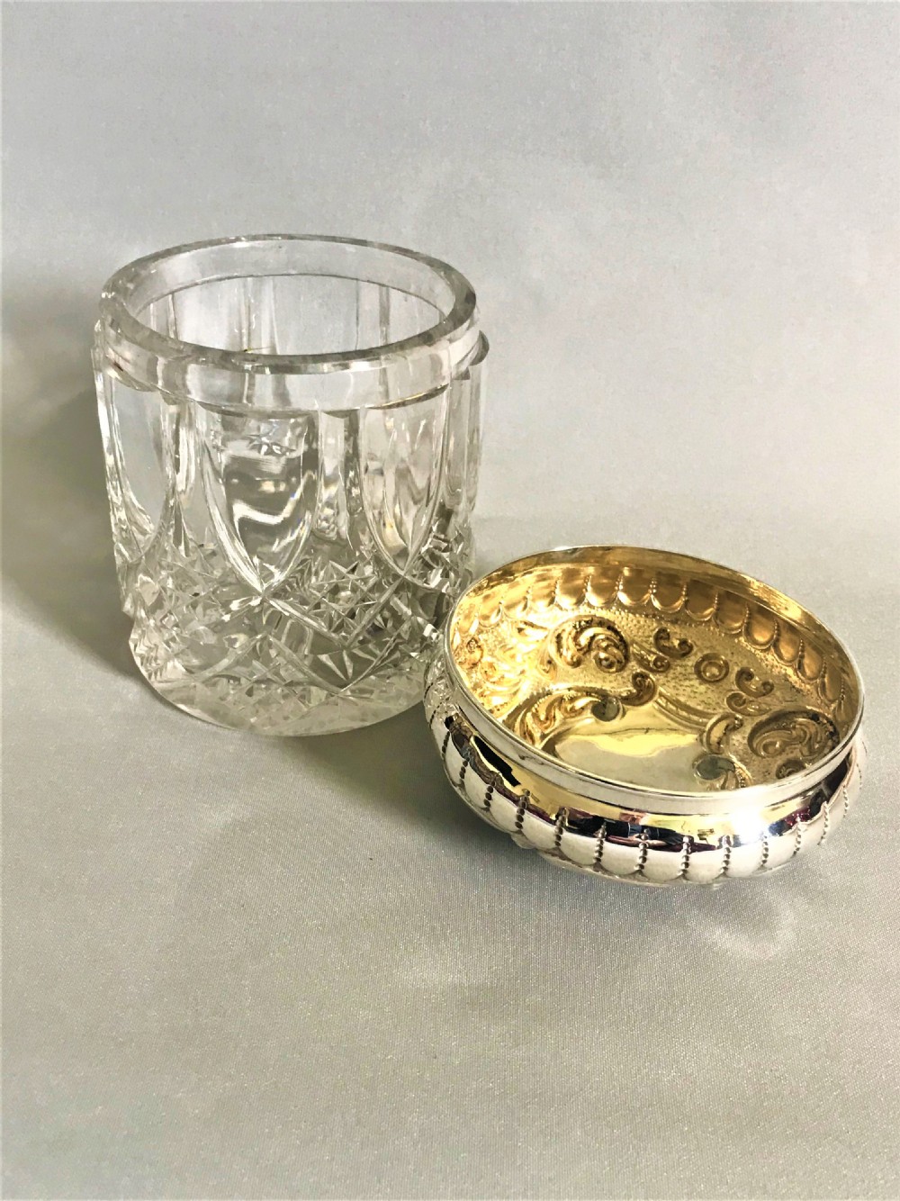 A fabulous Victorian silver topped vanity jar View VI