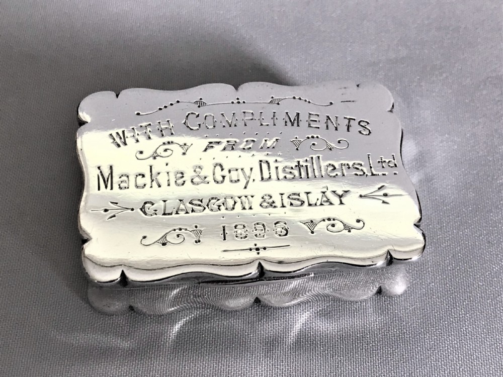 A Whisky interest Victorian silver snuff box