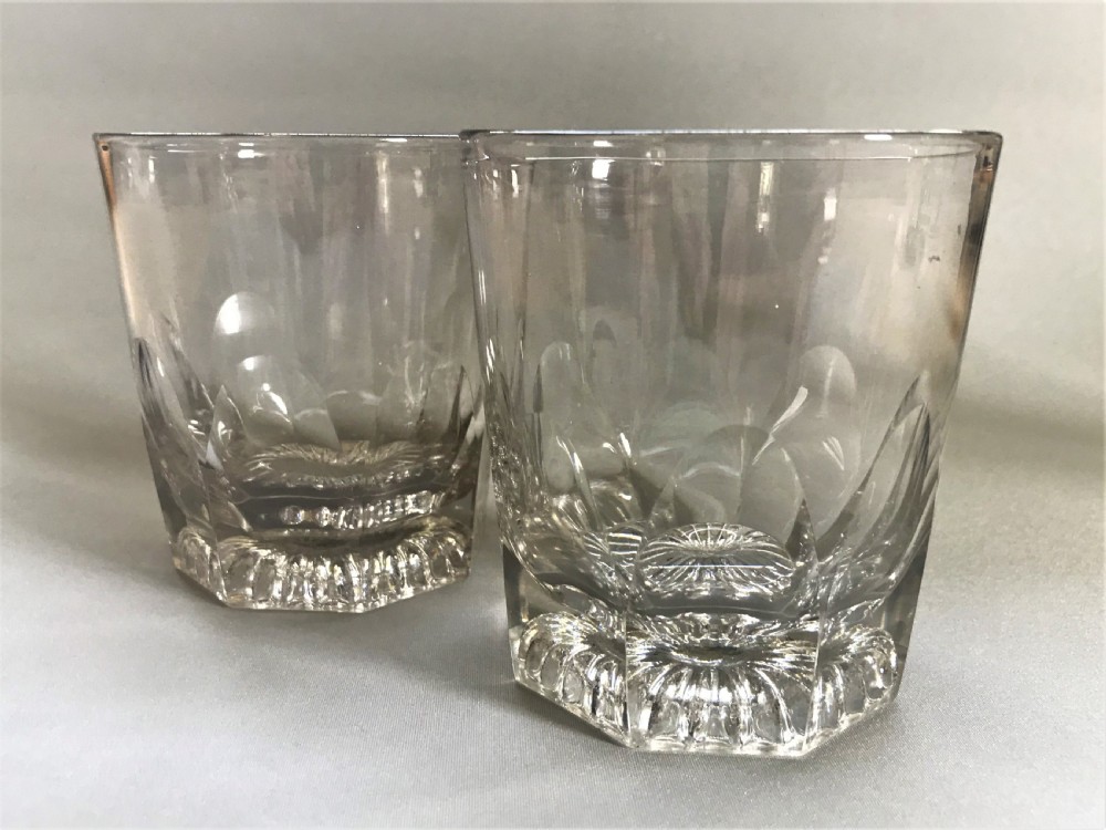A rare pair of Georgian cut glass Whisky tumblers View II