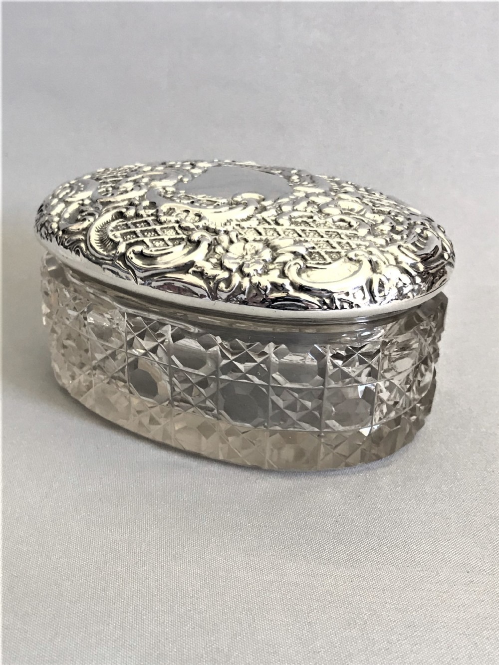 A superb late Victorian silver & cut glass trinket pot