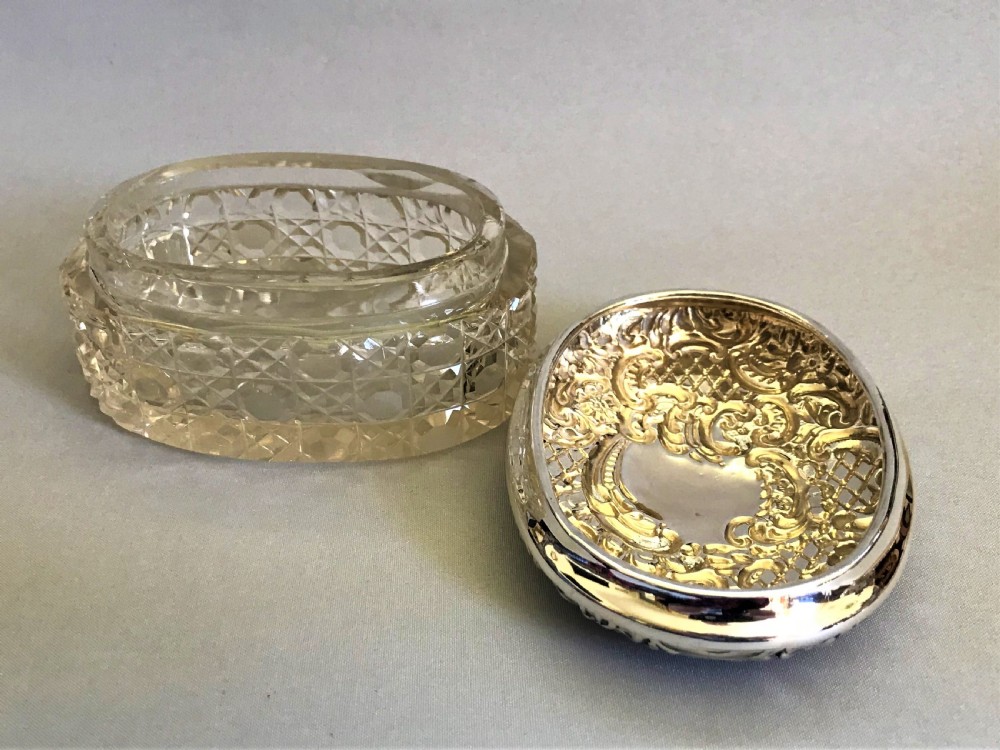 A superb late Victorian silver & cut glass trinket pot View III