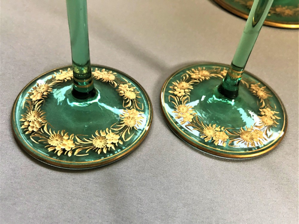 A fabulous Moser gilded wine jug and glasses View III