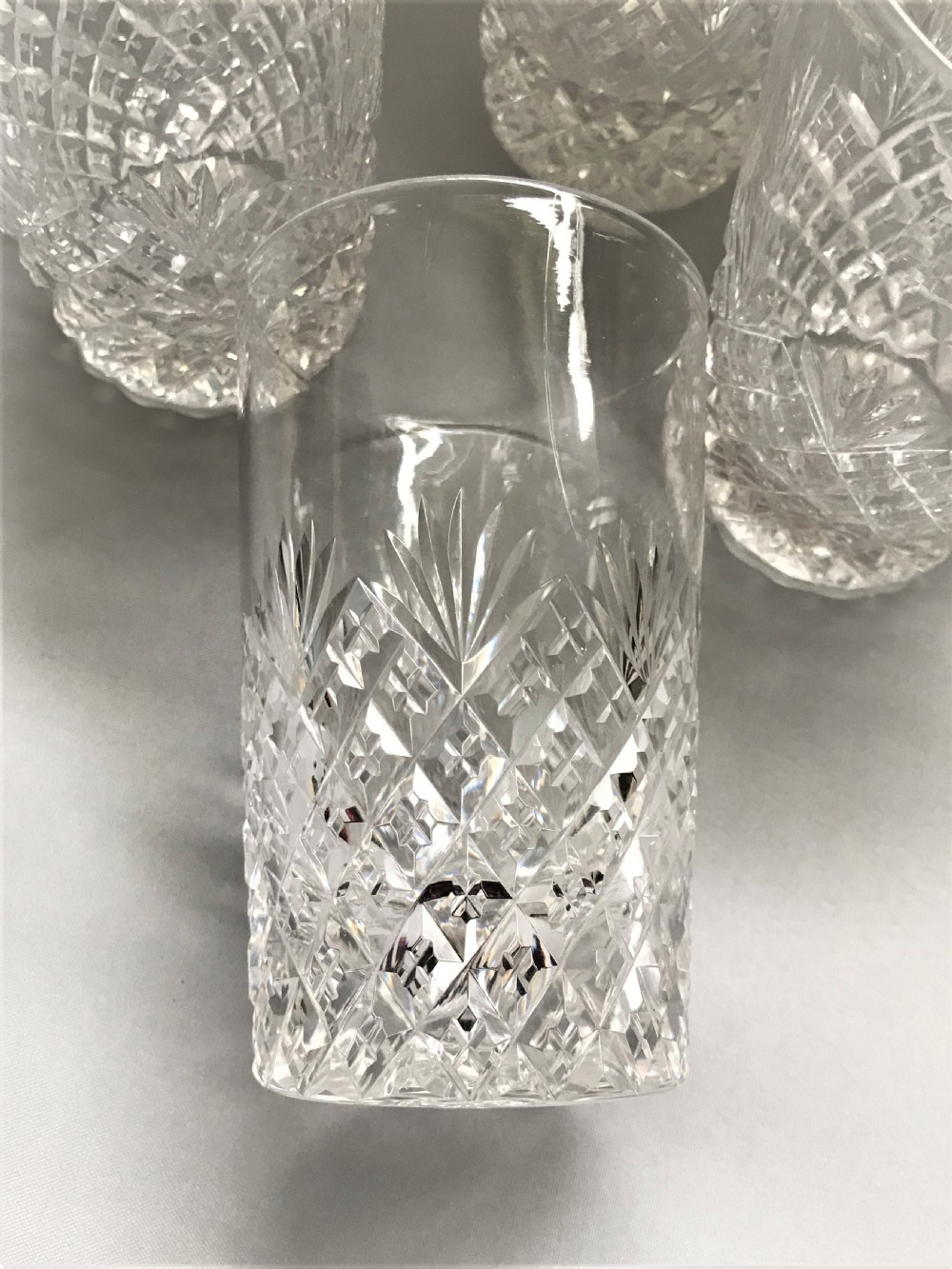 A superior set of 8 good quality cut glass water tumblers View V