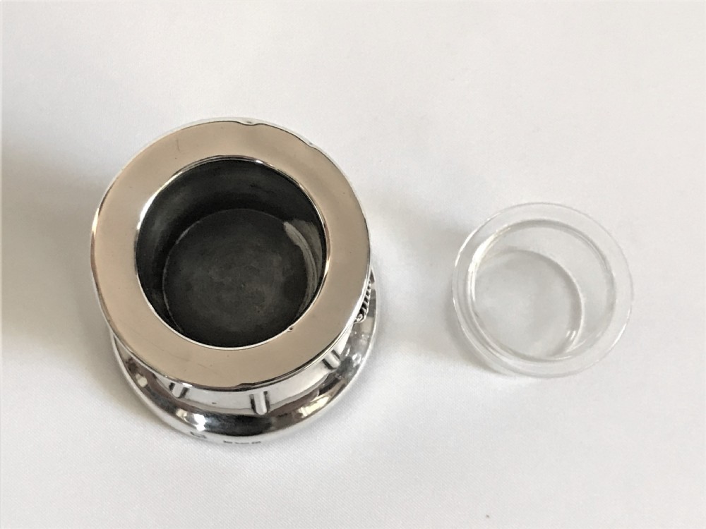 A rare Edwardian silver quayside capstan inkwell View VI