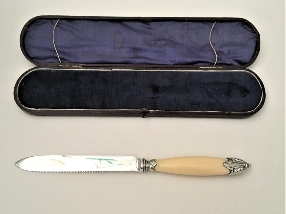 A superb Boxed Victorian Solid Silver Wedding Cake Knife View VI