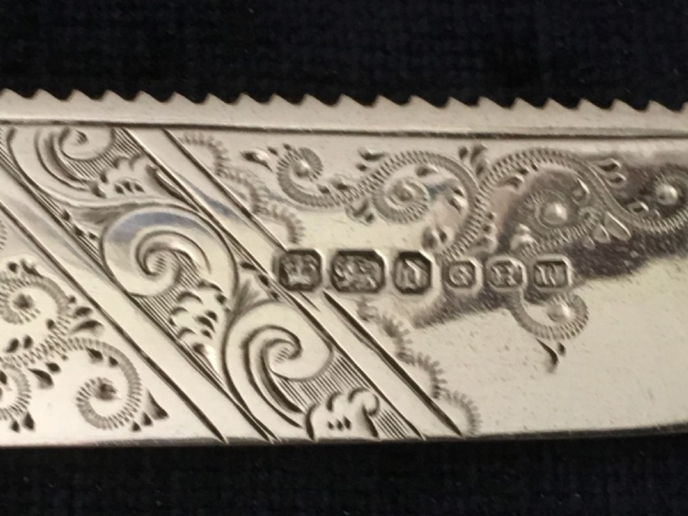 A superb Boxed Victorian Solid Silver Wedding Cake Knife View VIII