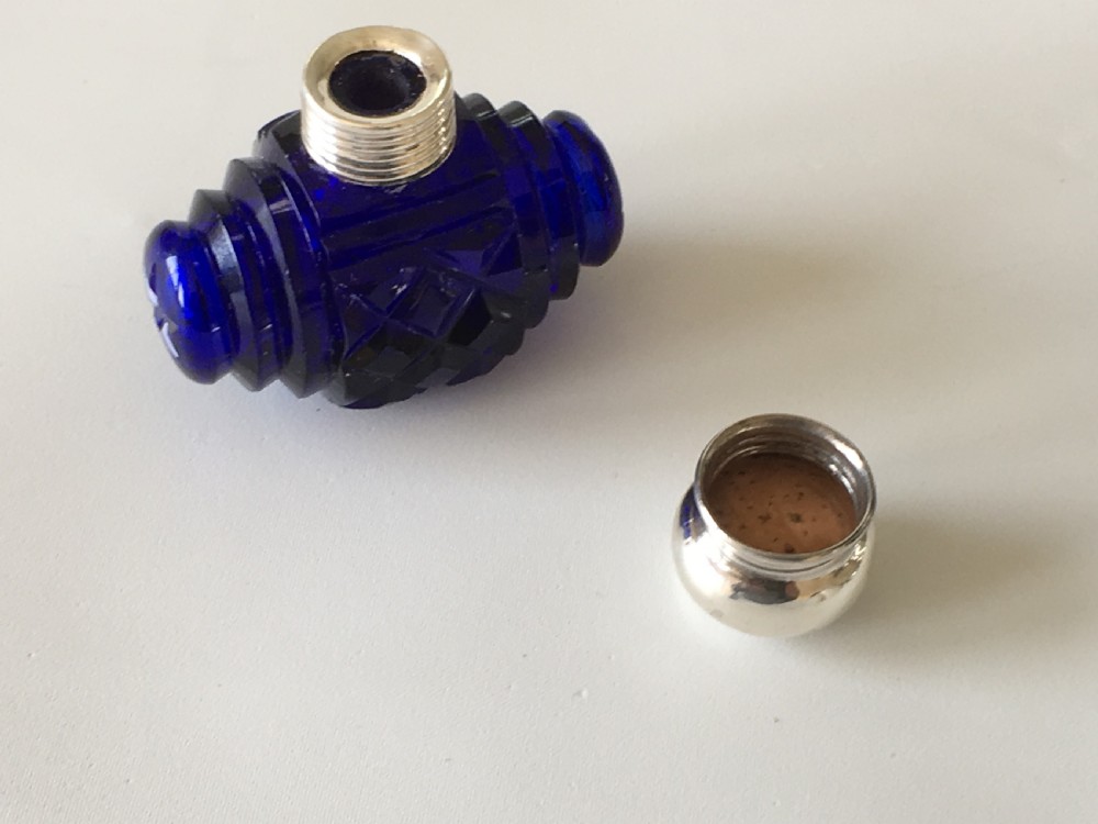A lovely Barrel Cut Victorian Silver Mounted Scent Bottle View IV