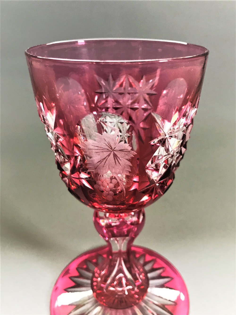 An outstanding Victorian cranberry wine glass View II