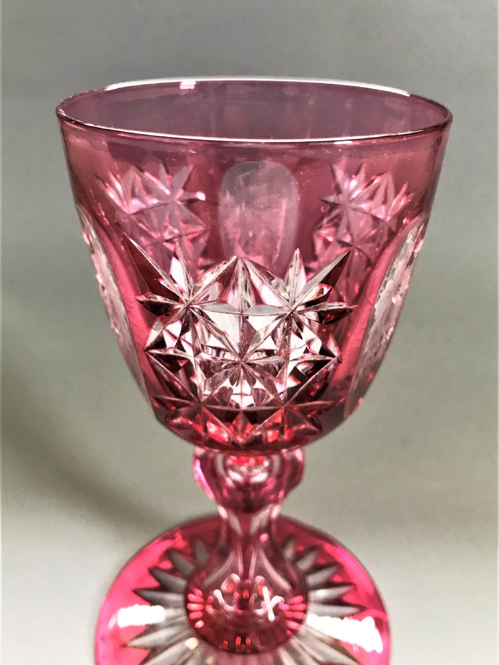 An outstanding Victorian cranberry wine glass View III